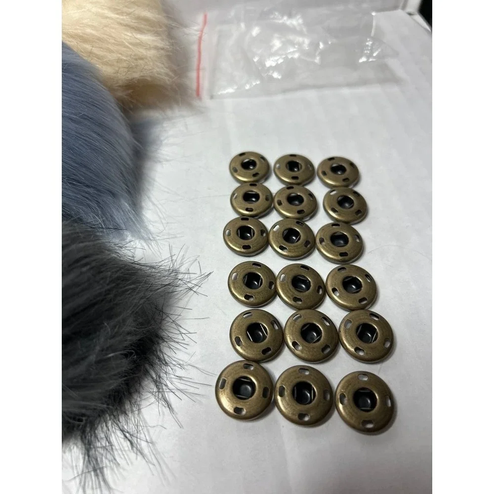 Lot of Faux Fur Pom Poms with Snap Buttons